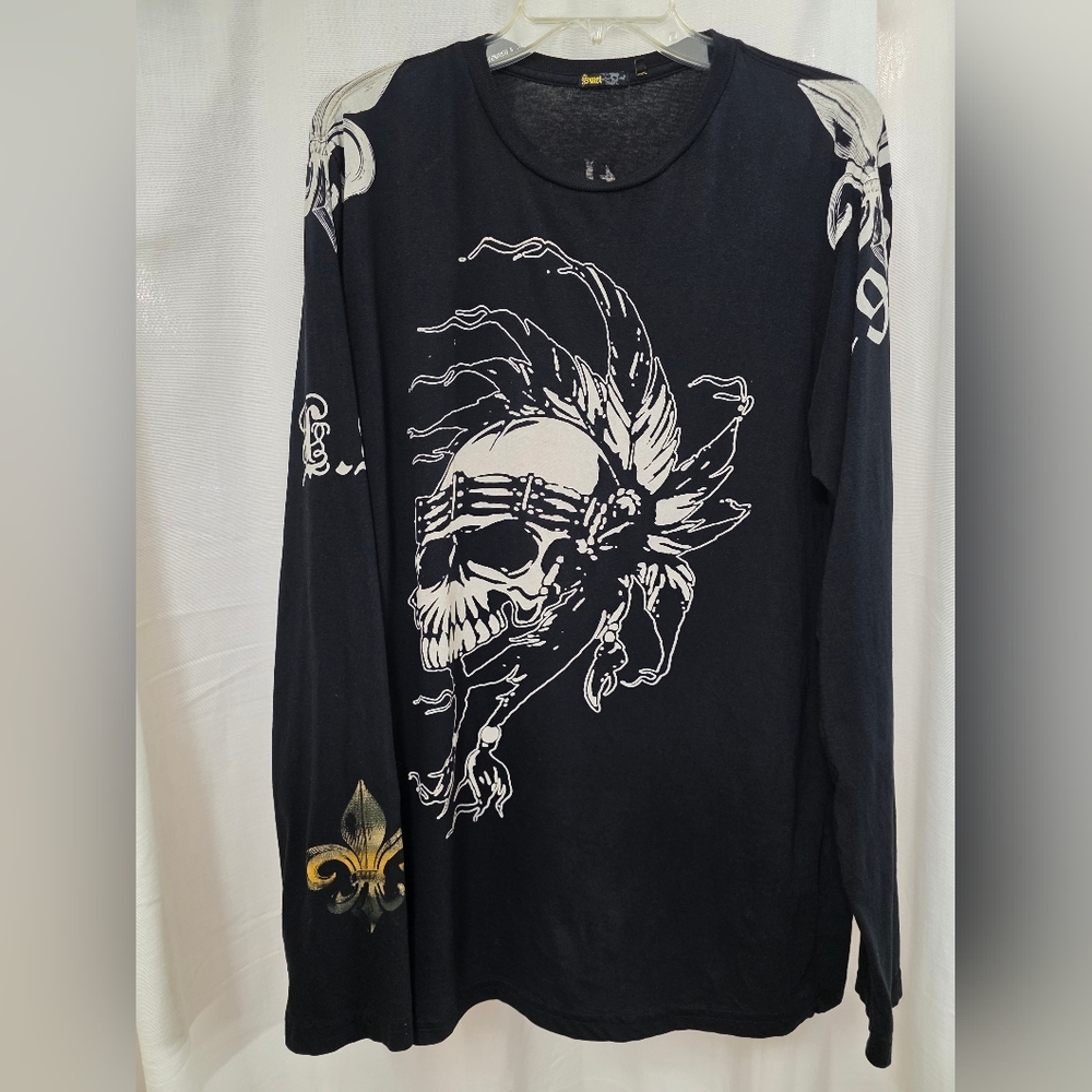 Smet Black Graphic Long Sleeve Shirt Size M